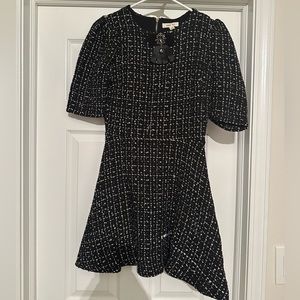 Black with white and gold detail tweed dress, size medium